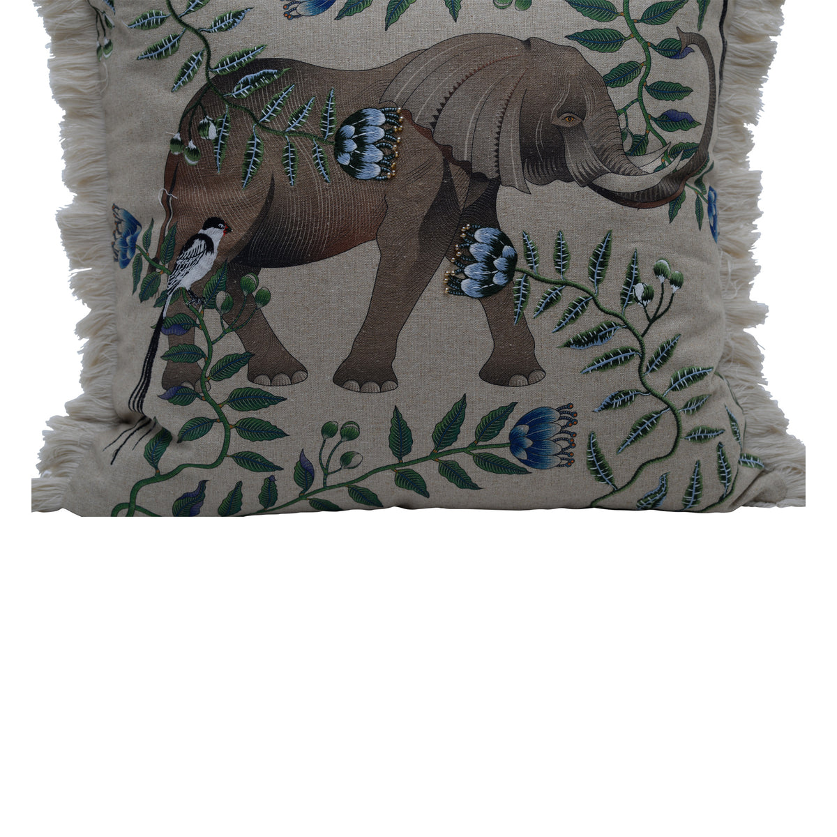 Linen elephant cushion