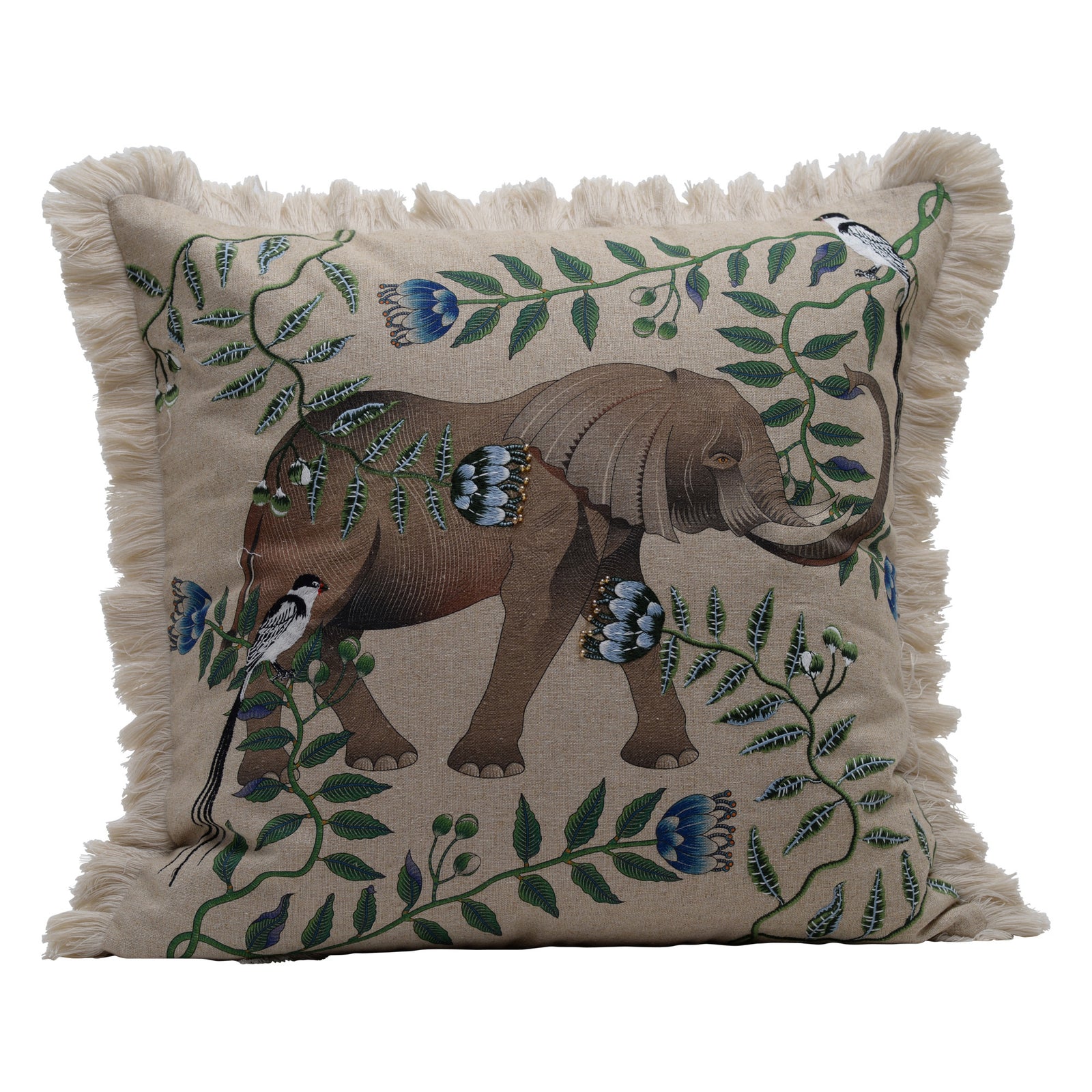 Linen elephant cushion