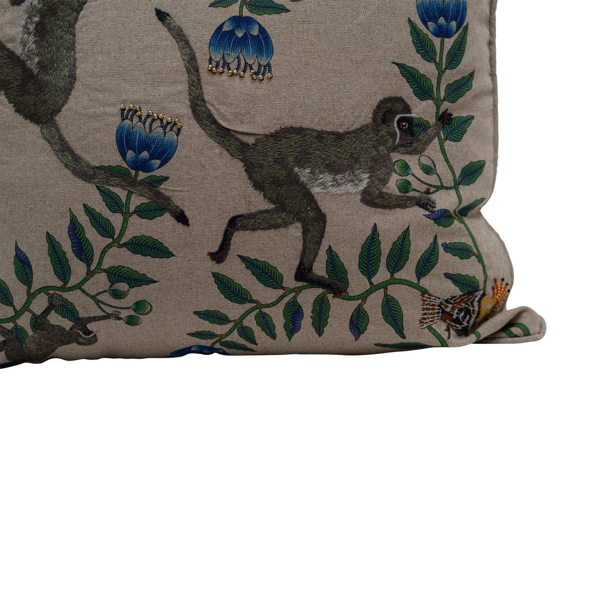 Linen monkey cushion