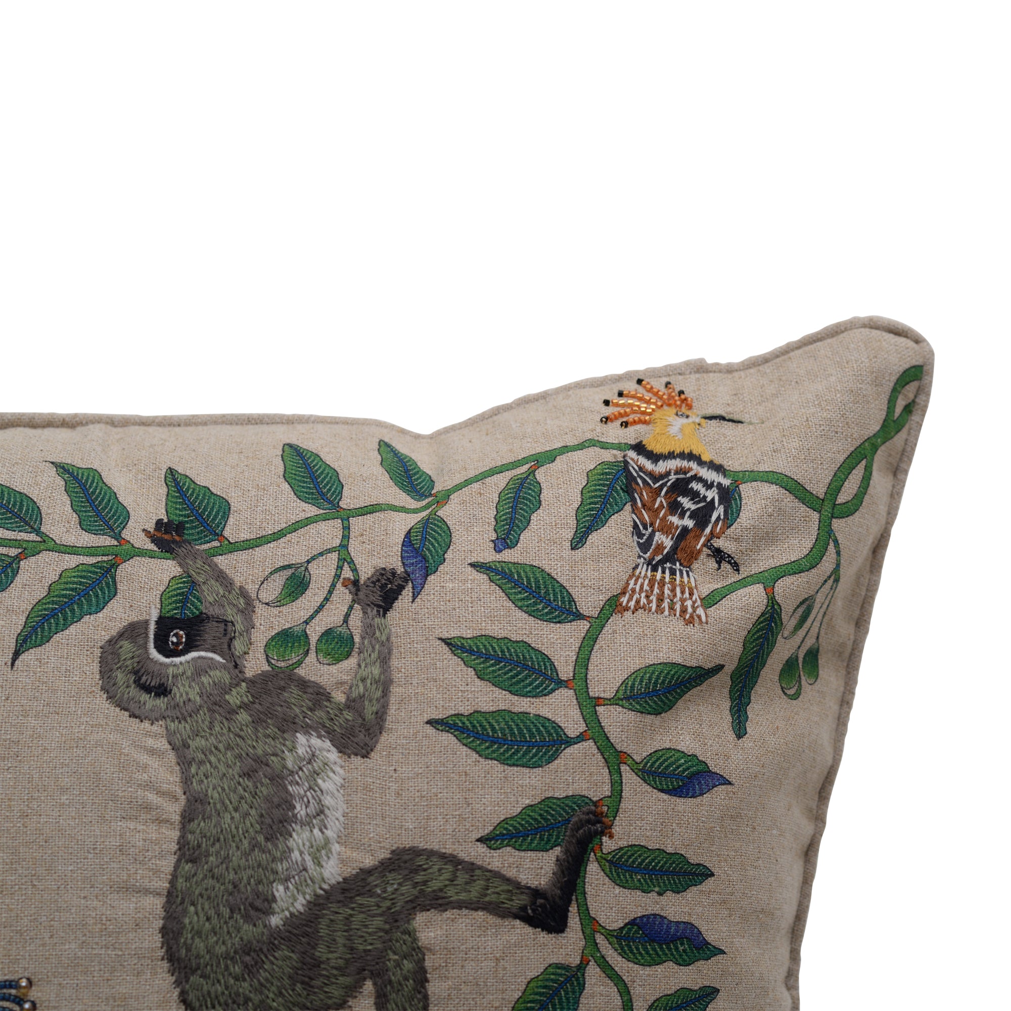Linen monkey cushion