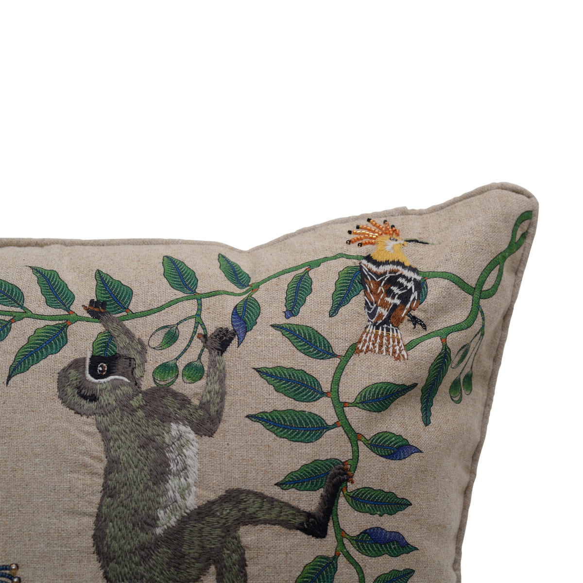 Linen monkey cushion