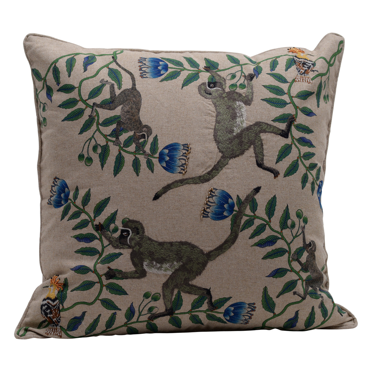 Linen monkey cushion