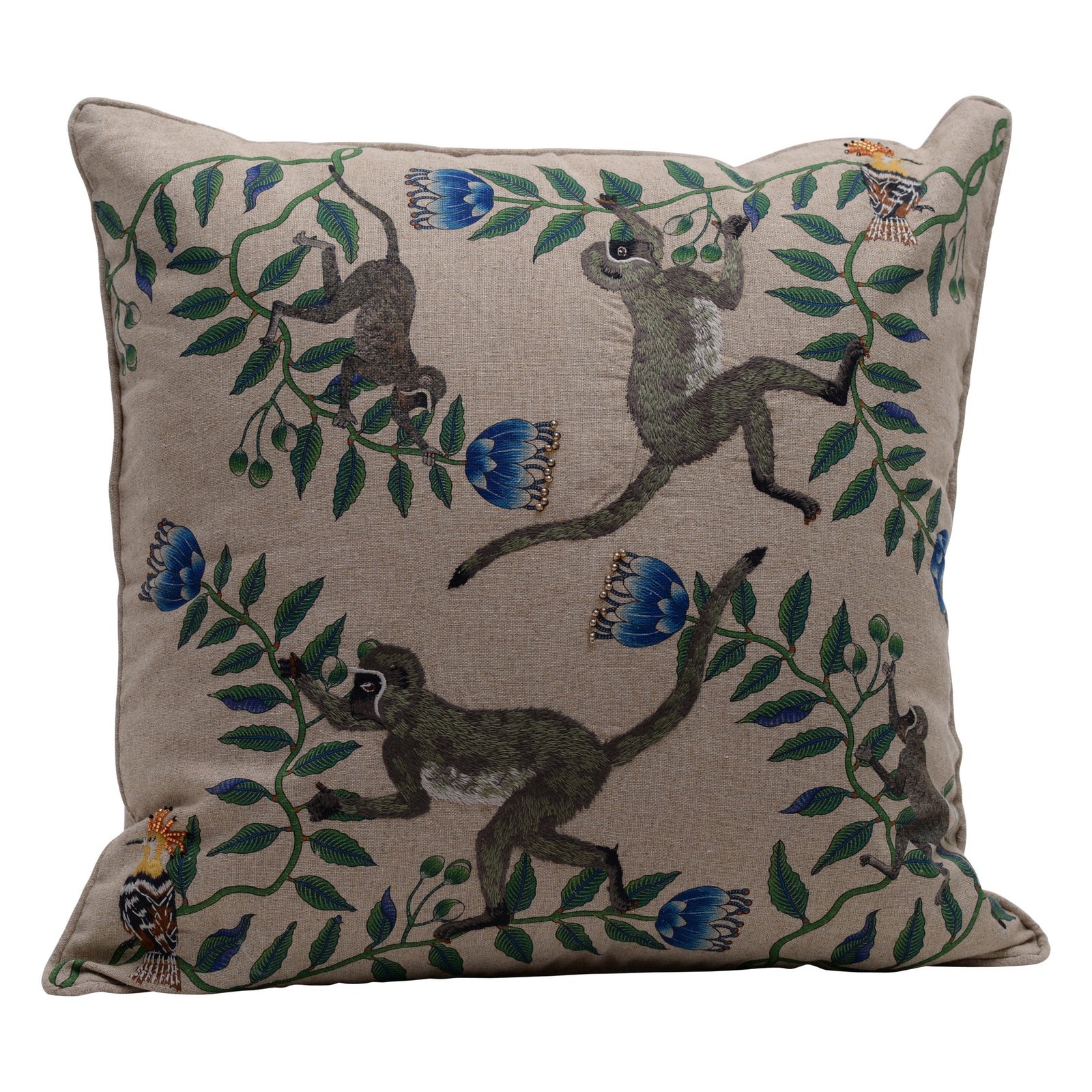 Linen monkey cushion