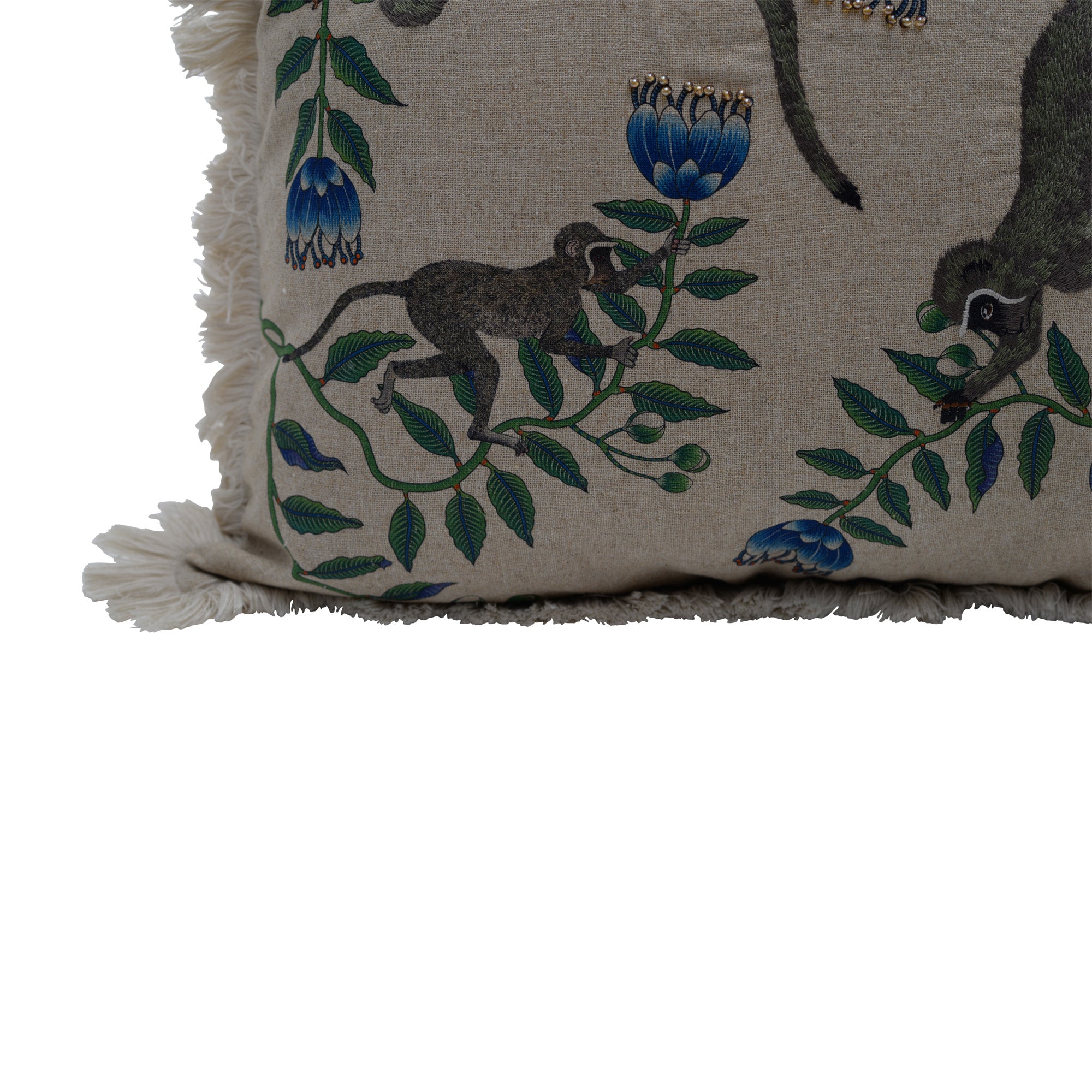Linen monkey cushion