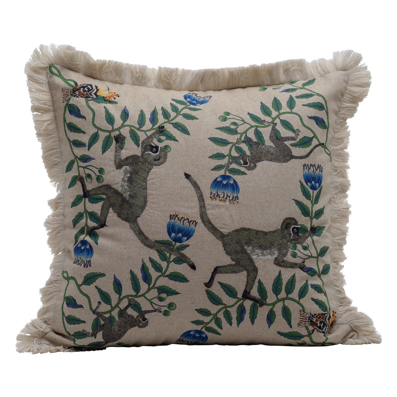 Linen monkey cushion