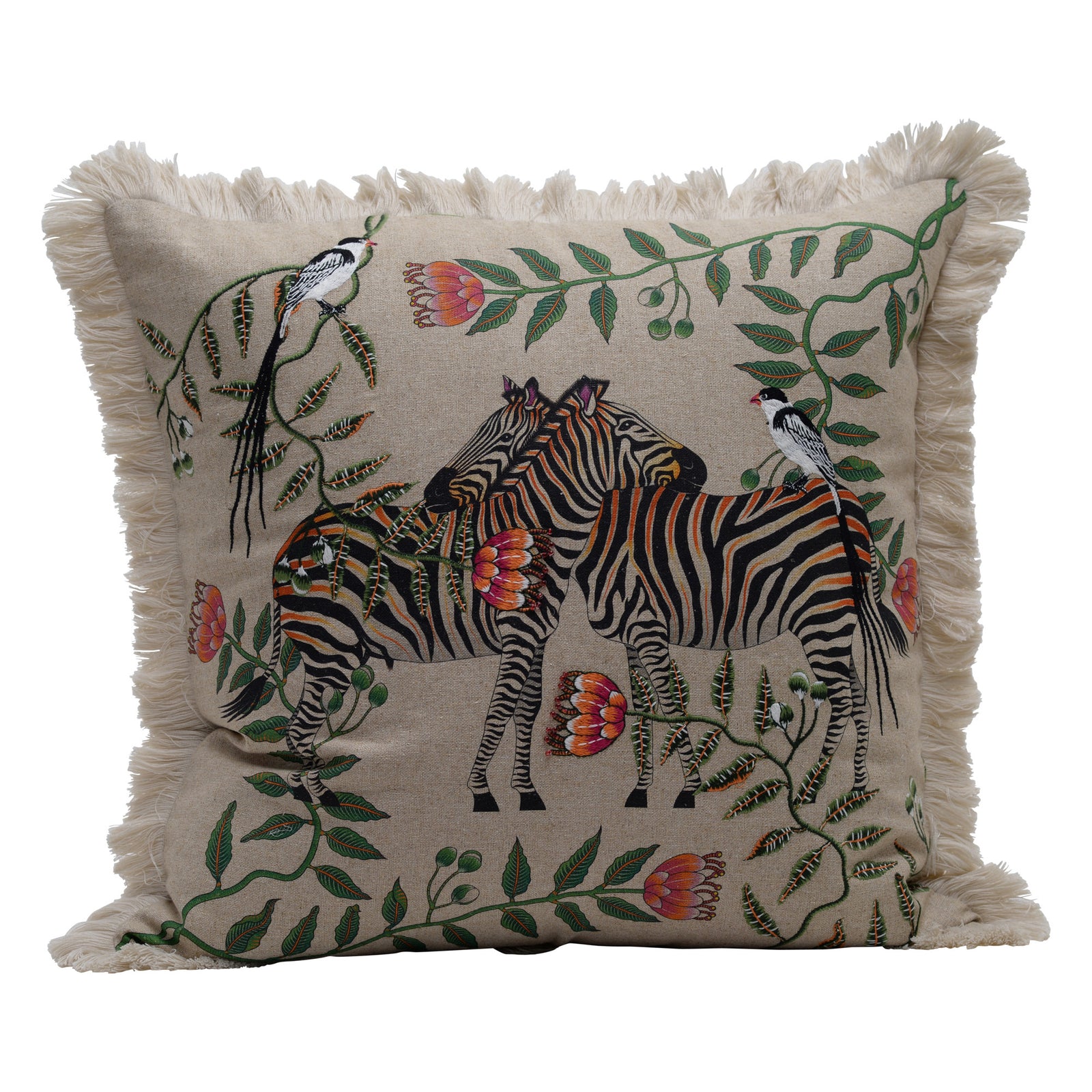Linen zebra cushion
