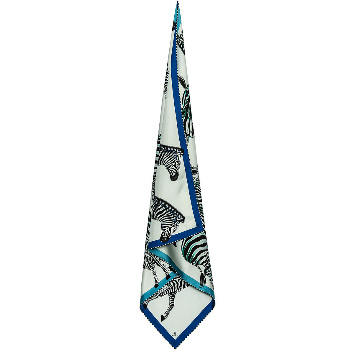 Large blue & turquoise silk zebra-print scarf