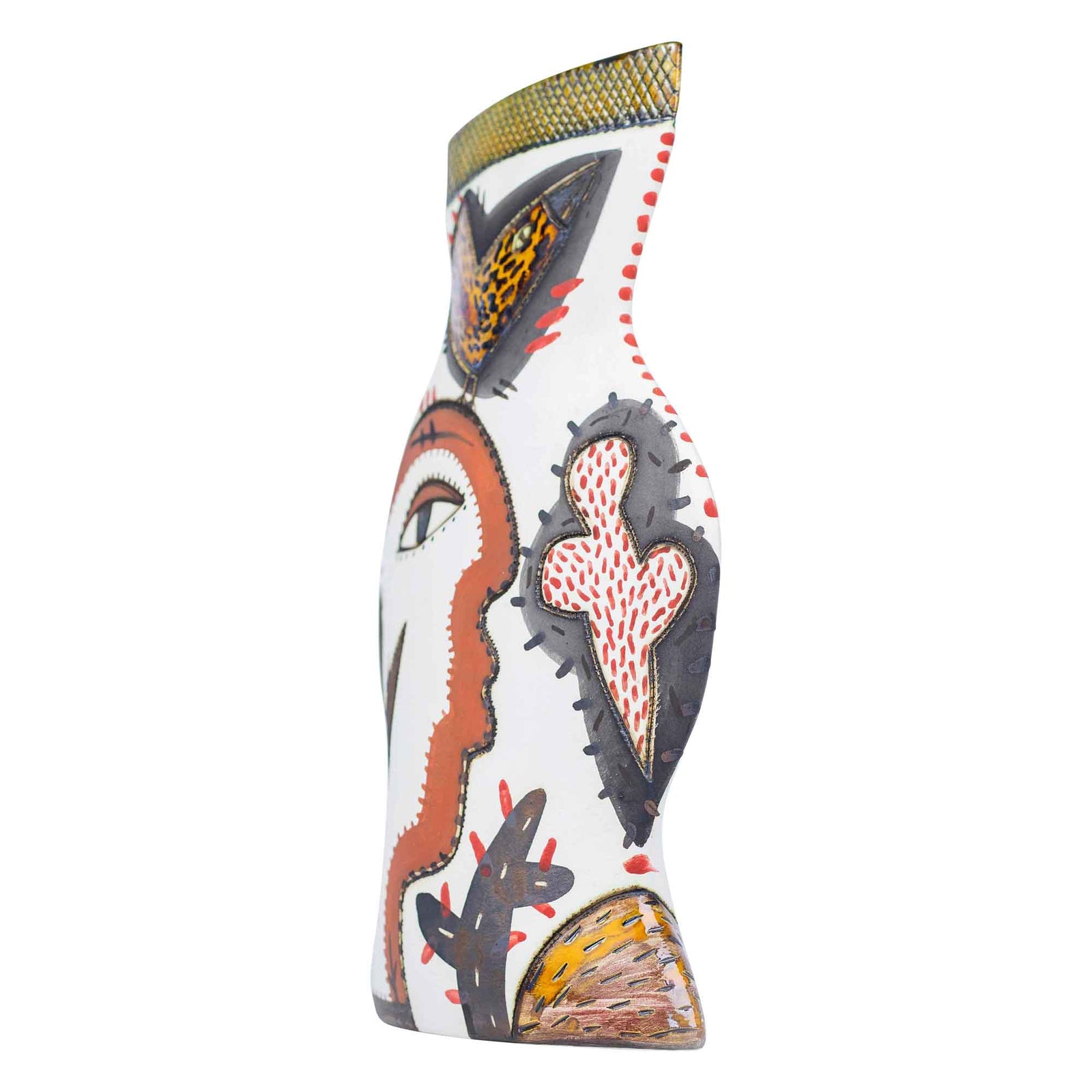 Vase, Lady face with Catus and Birds 