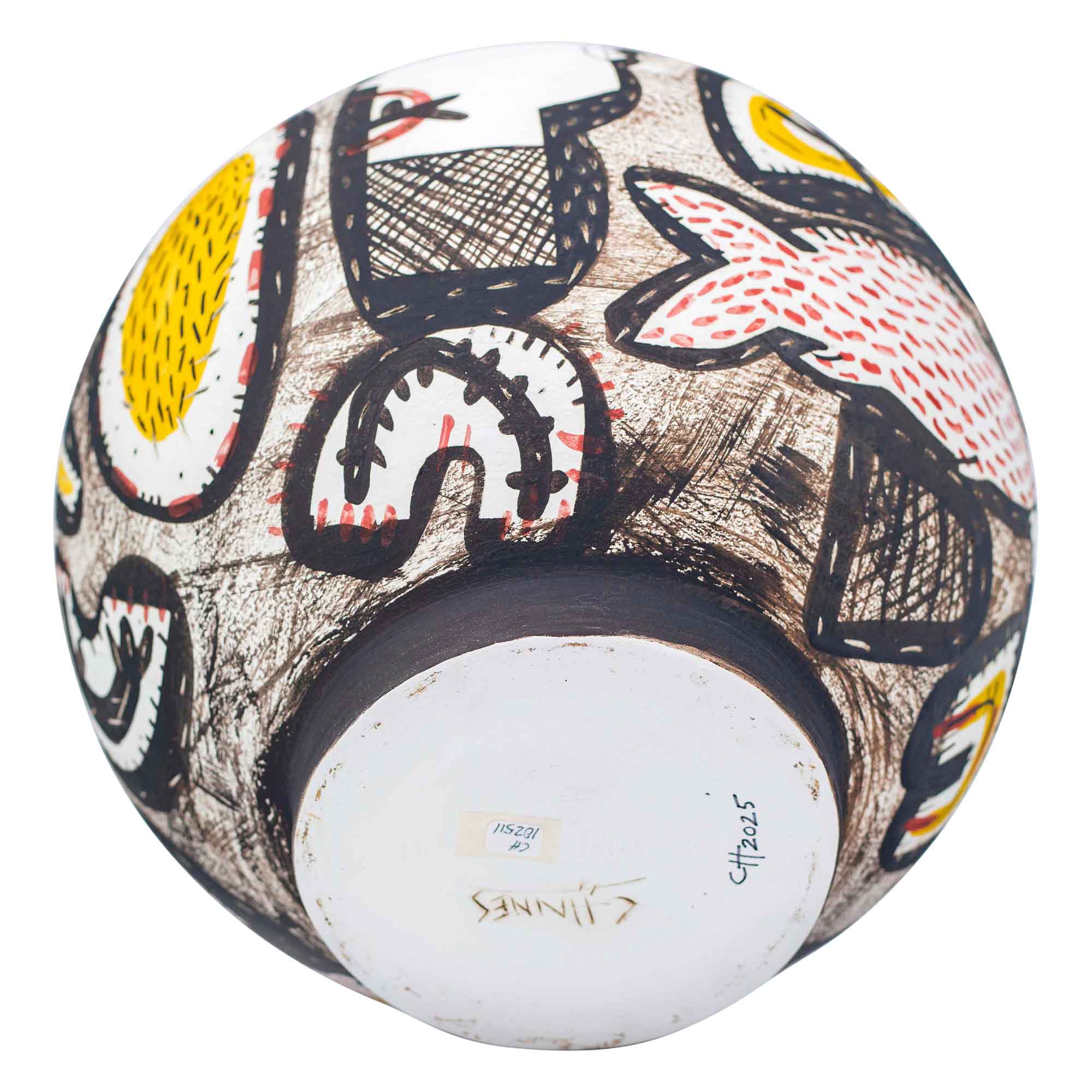 Large round abstract portrait with cacti-vessel