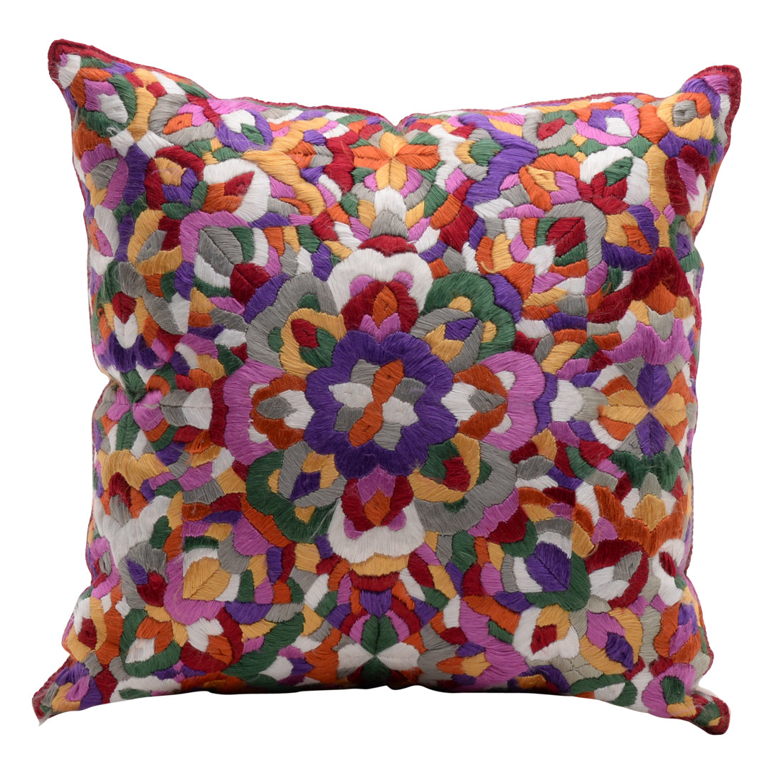 HANDMADE MORROCAN SILK CUSHION MULTI COLOR 16"X16" 