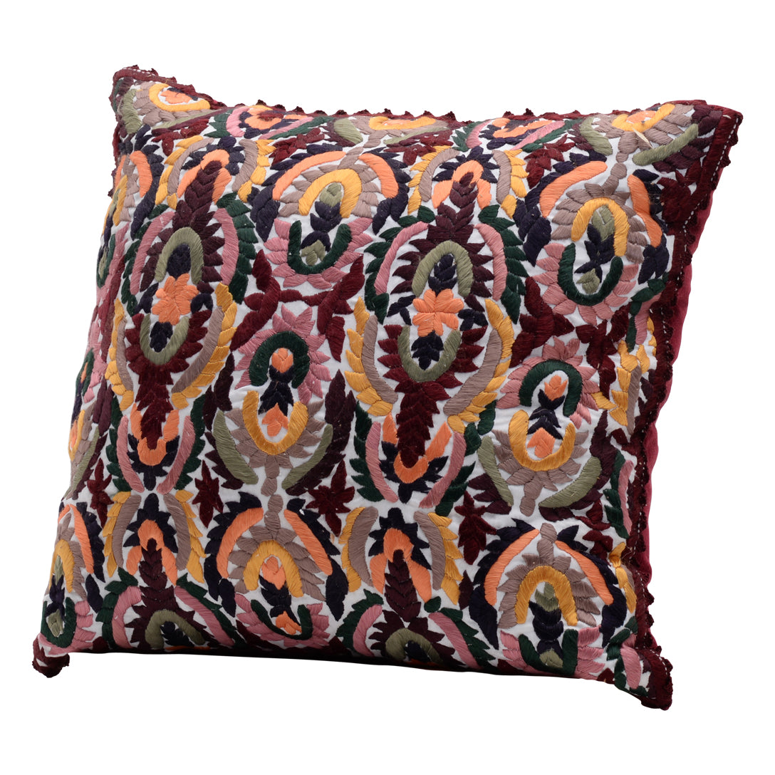 HANDMADE MORROCAN SILK CUSHION MULTI COLOR 19"X19"