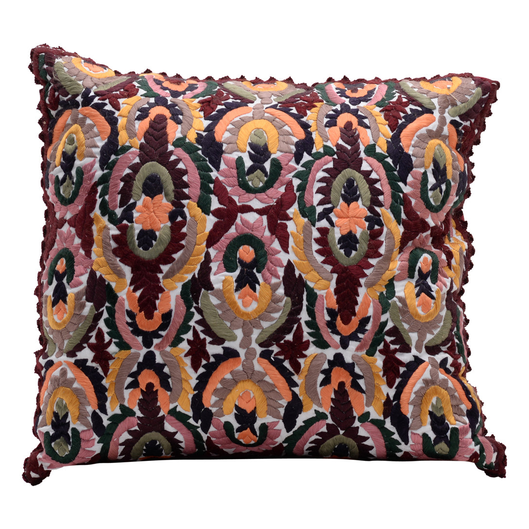 HANDMADE MORROCAN SILK CUSHION MULTI COLOR 19"X19"