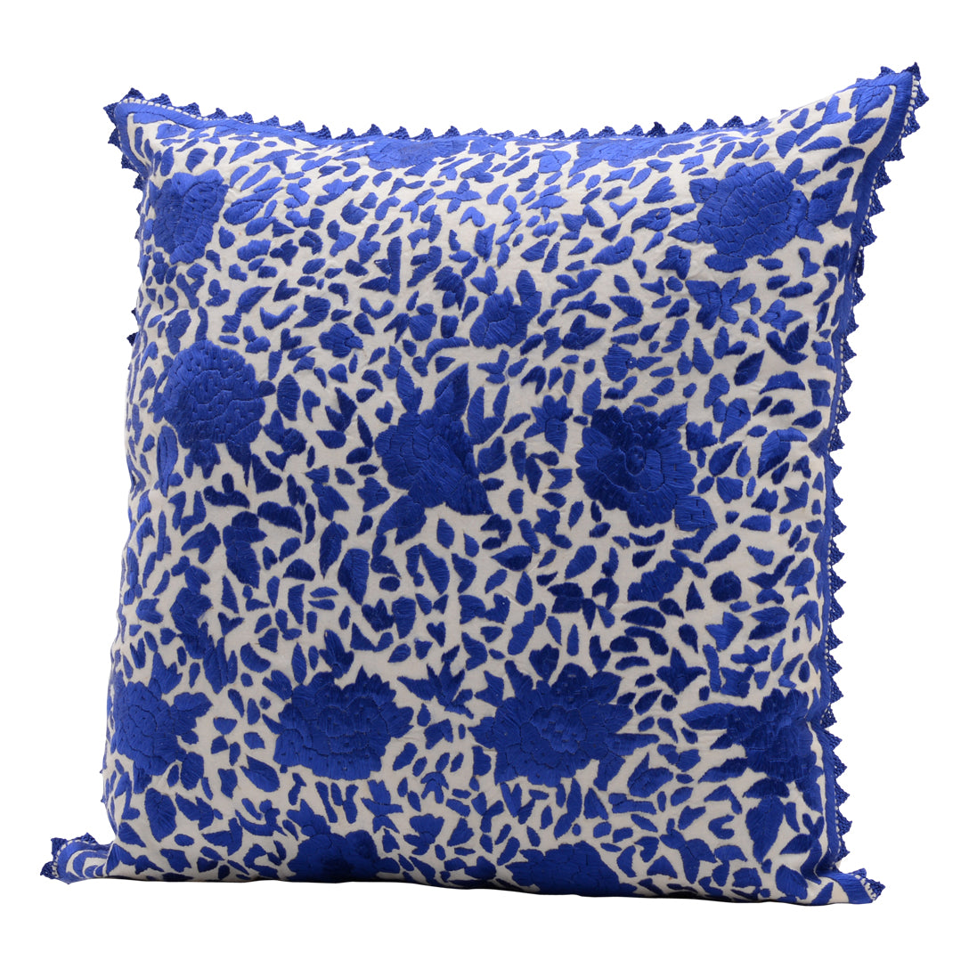 HANDMADE MORROCAN SILK CUSHION BLUE  19"X19"