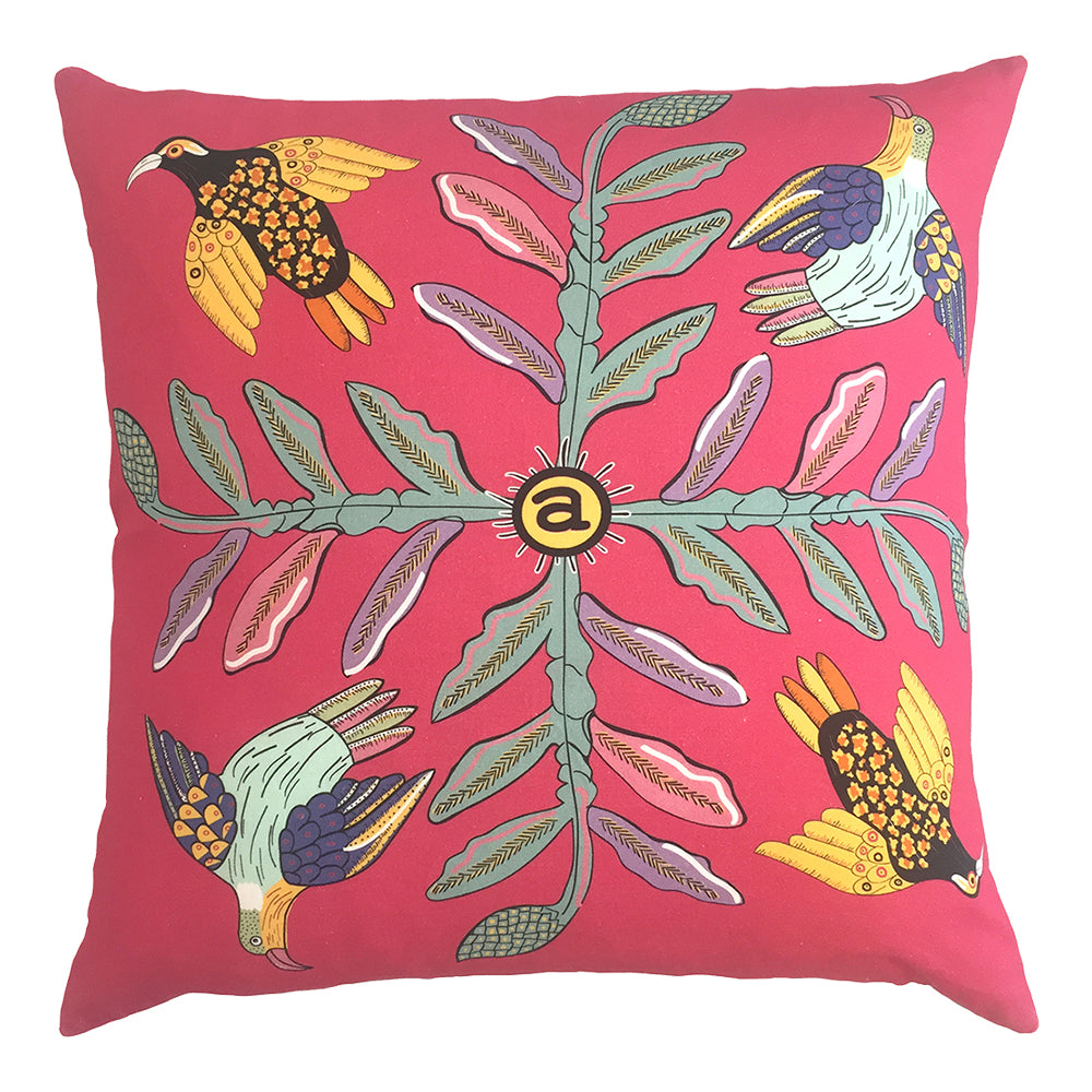 Bird Crossing Watermelon Linen Pillow
