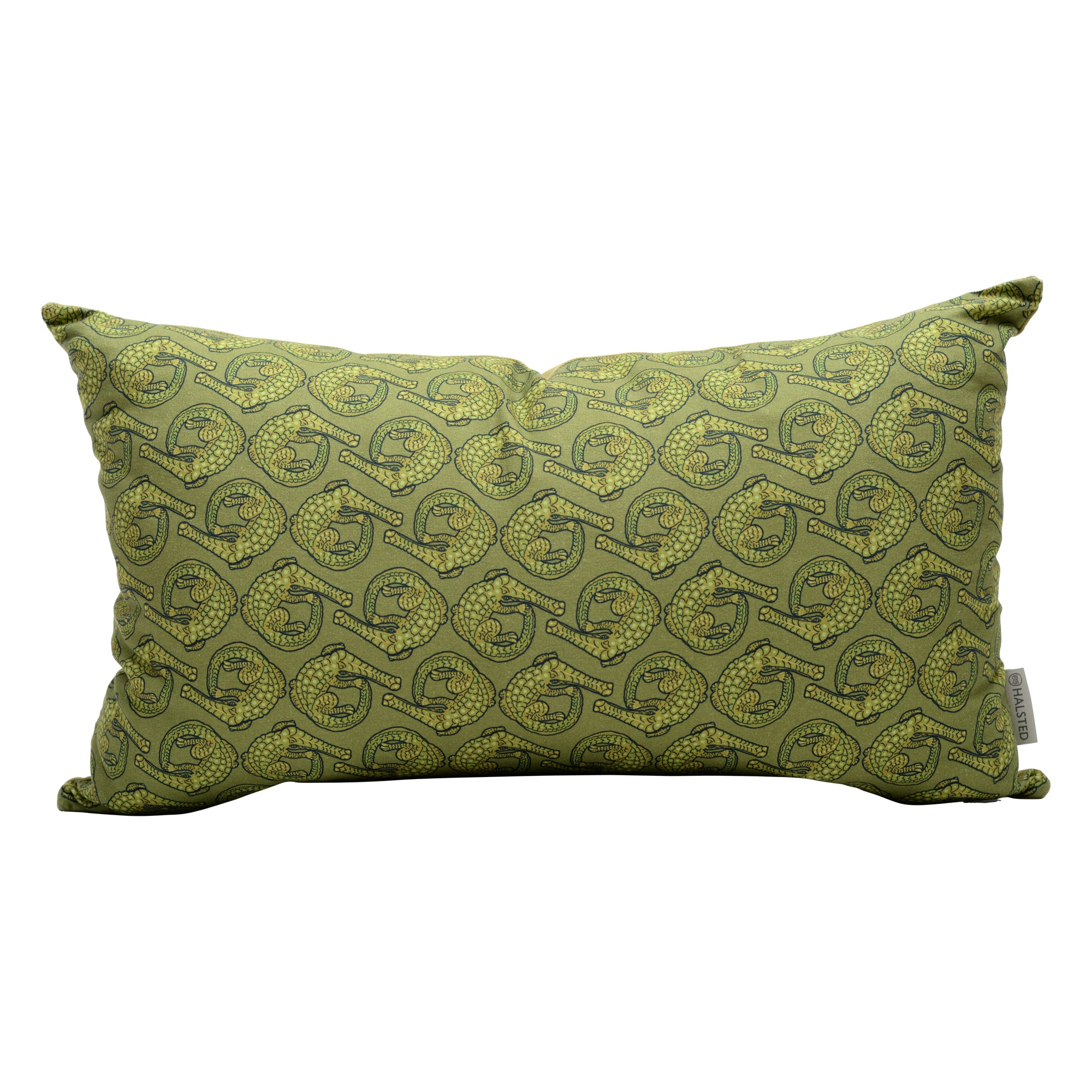 Crocodile Rivergreen Lime Linen Pillow