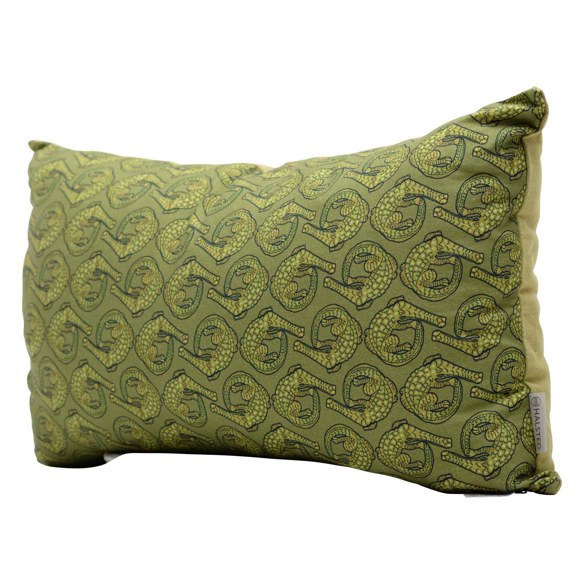 Crocodile Rivergreen Lime Linen Pillow