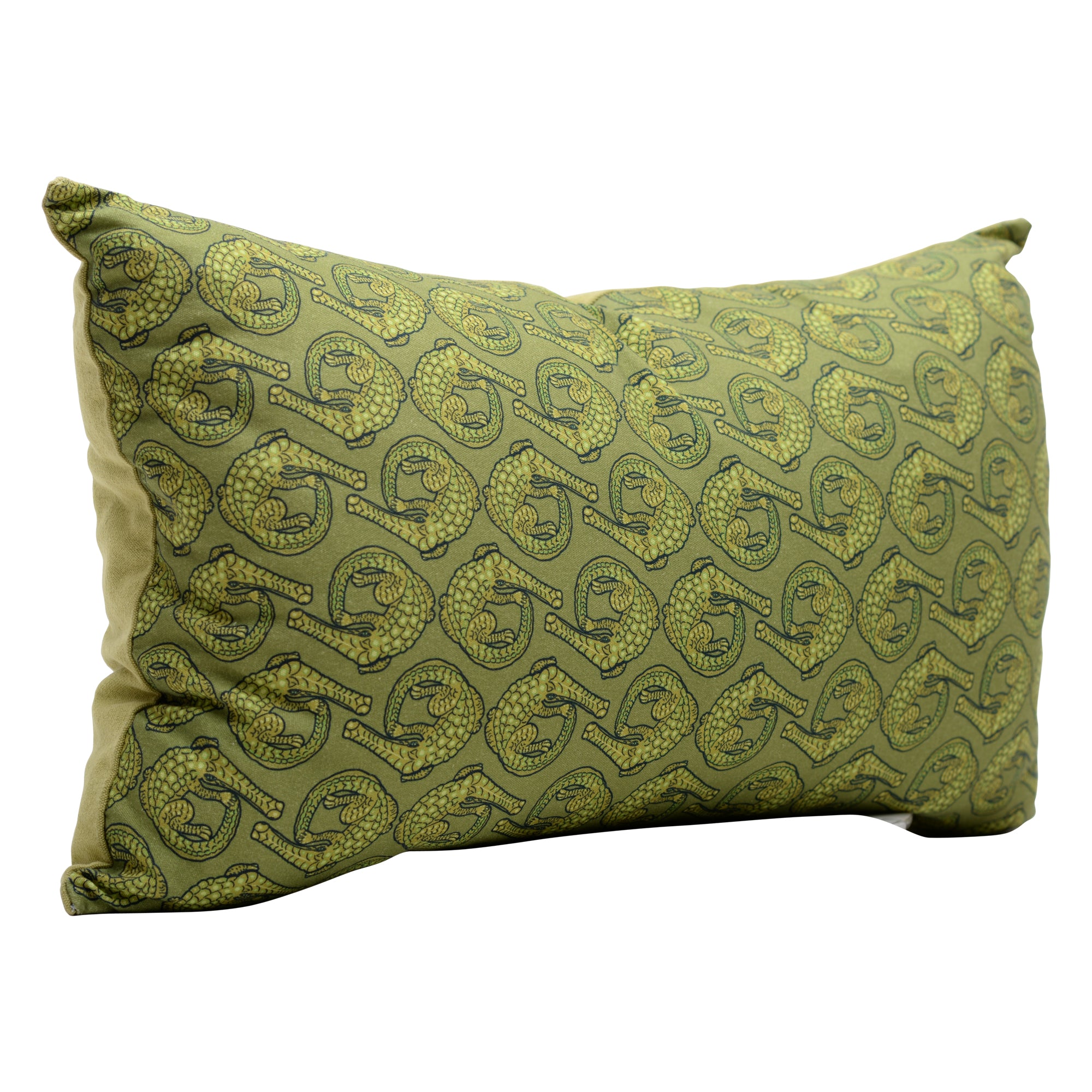 Crocodile Rivergreen Lime Linen Pillow
