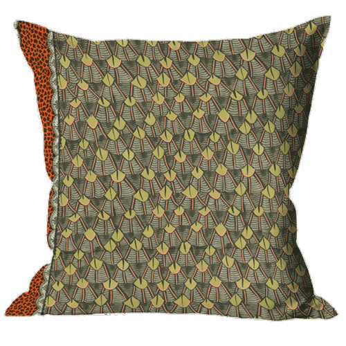 Feather River green Velvet Pillow