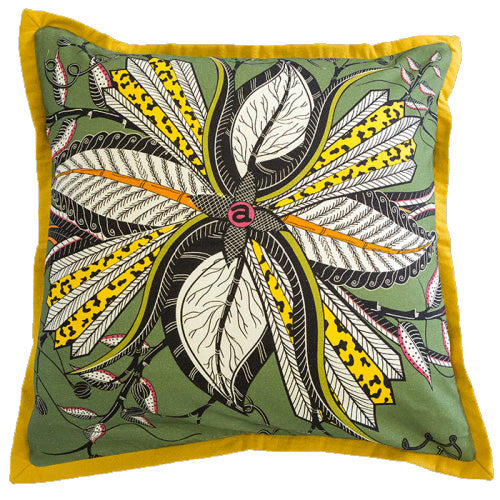 Hippo Flower Swamp Ochre Linen Pillow