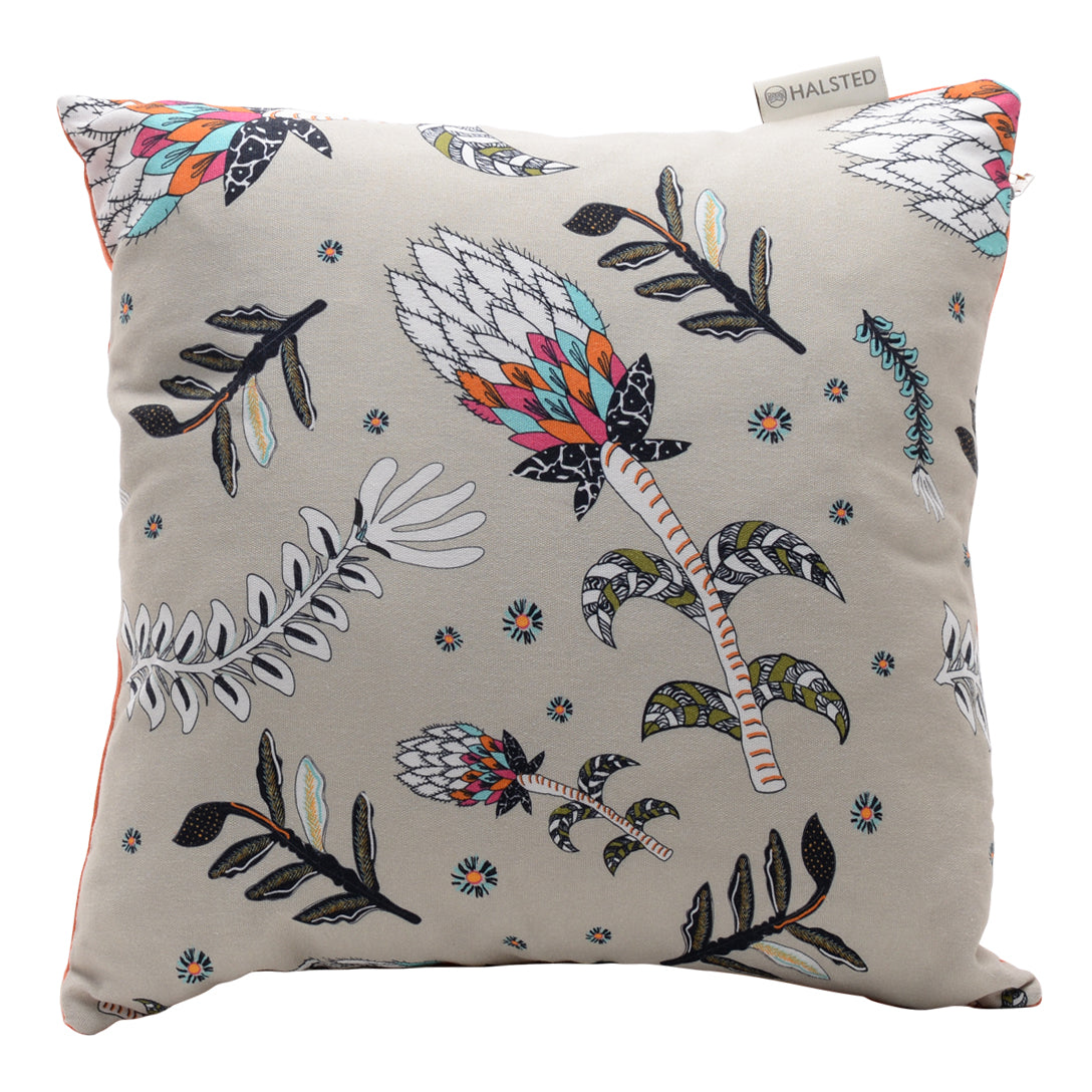 Protea Field Kingfisher Orange Linen Pillow