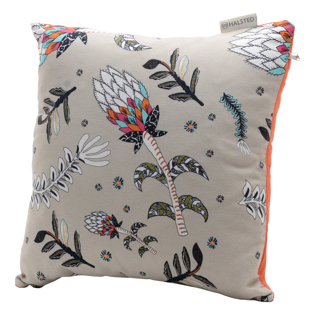 Protea Field Kingfisher Orange Linen Pillow