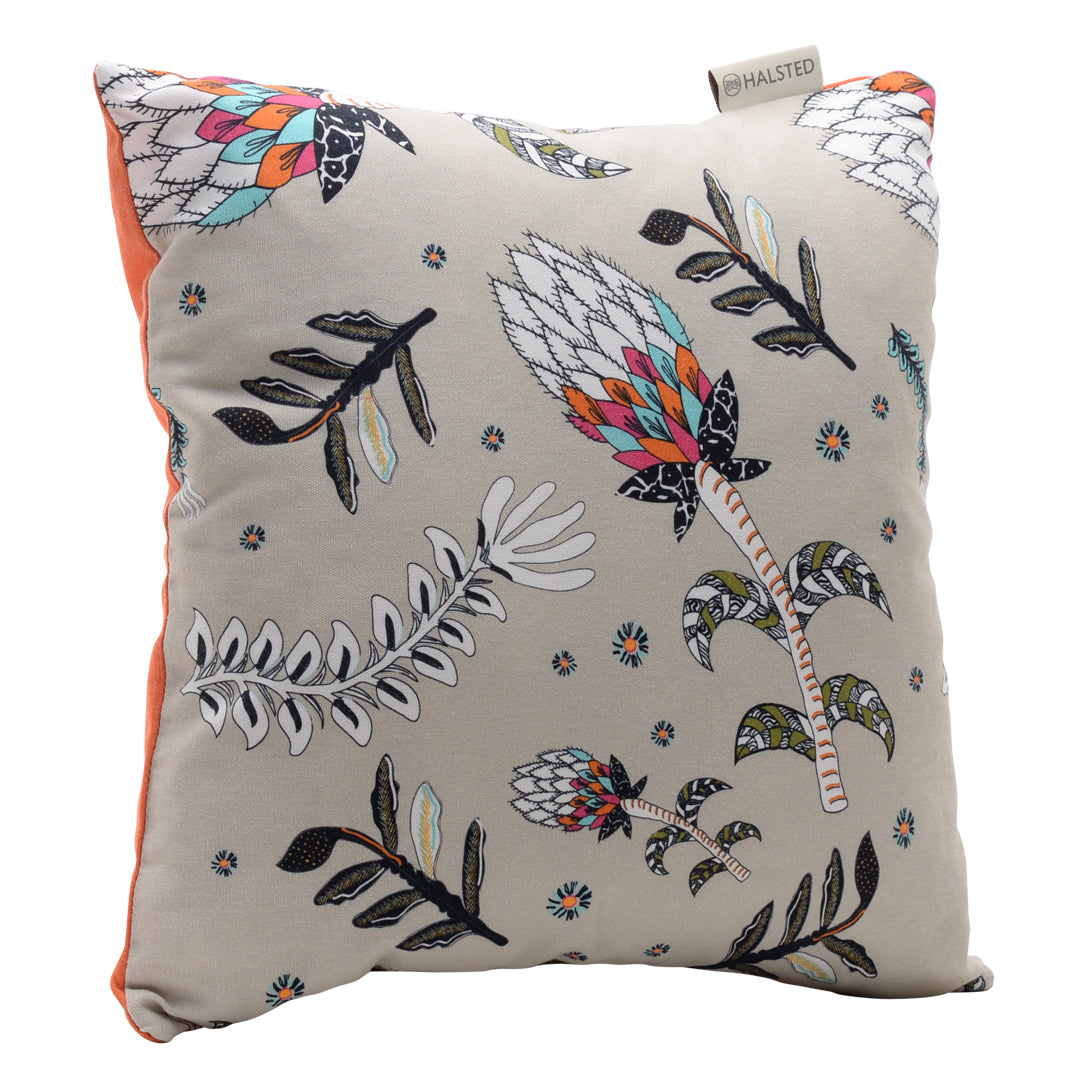 Protea Field Kingfisher Orange Linen Pillow