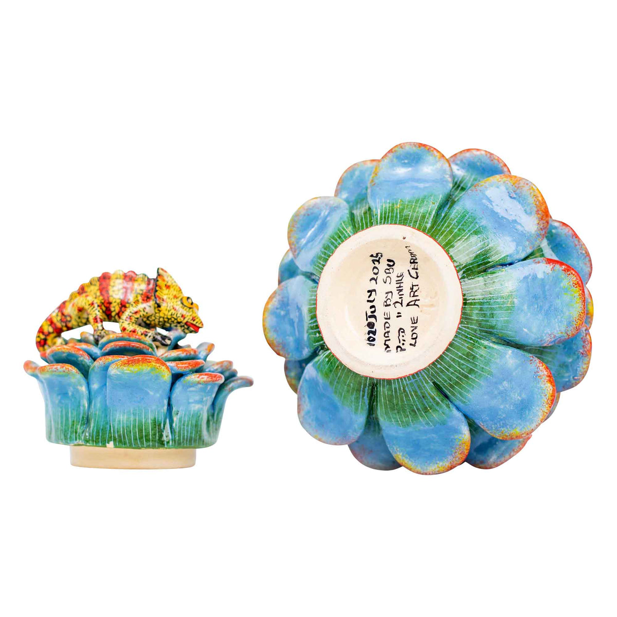 Chameleon & succulent jewelry box