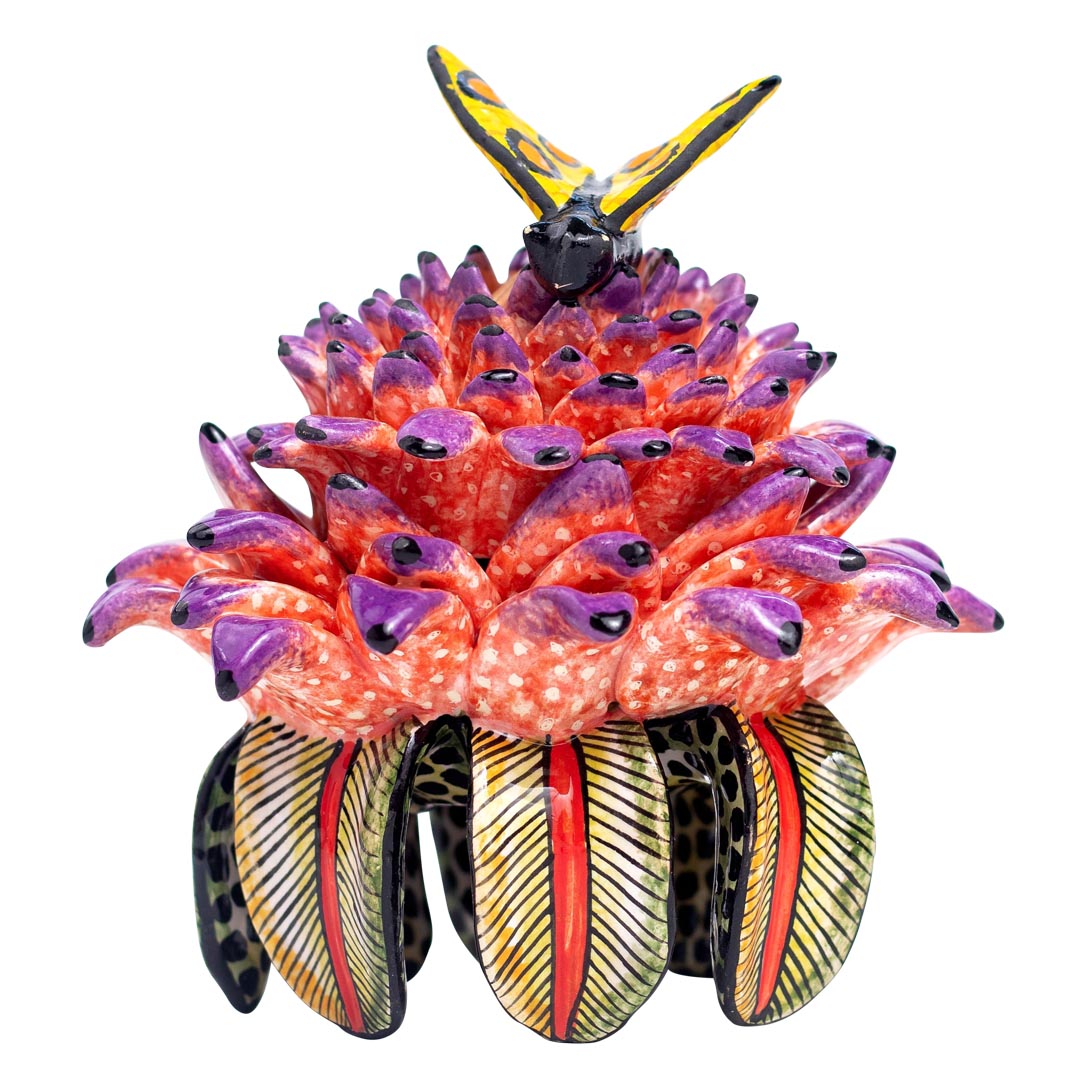 Butterfly on protea flower jewelry box