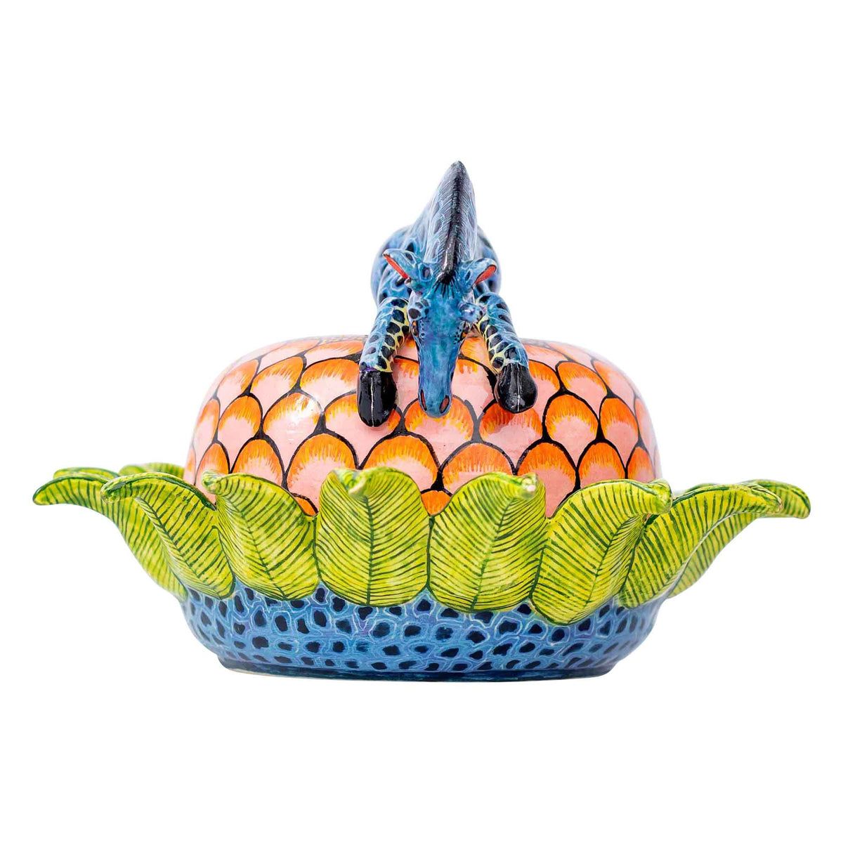 Giraffe & protea butter dish