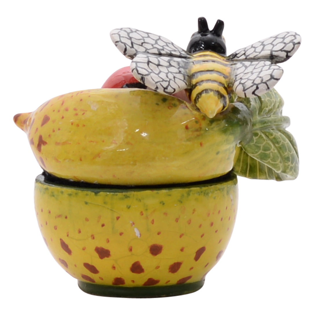 Bee on succulent flower jewelry box