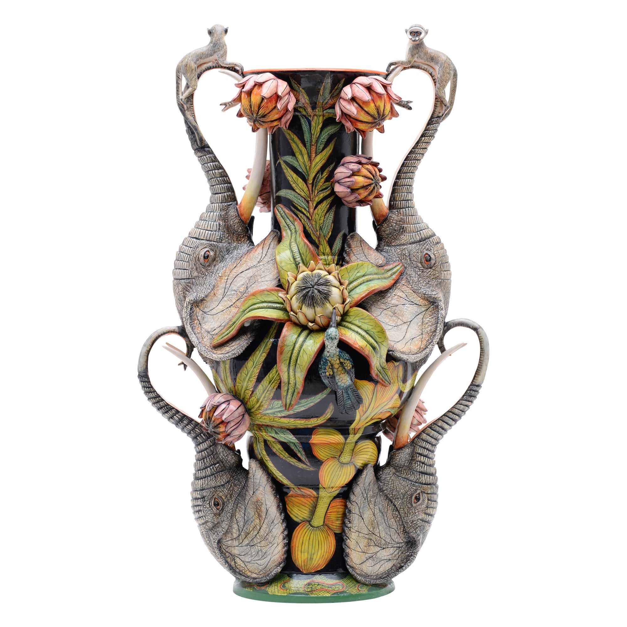 Elephant & protea vase