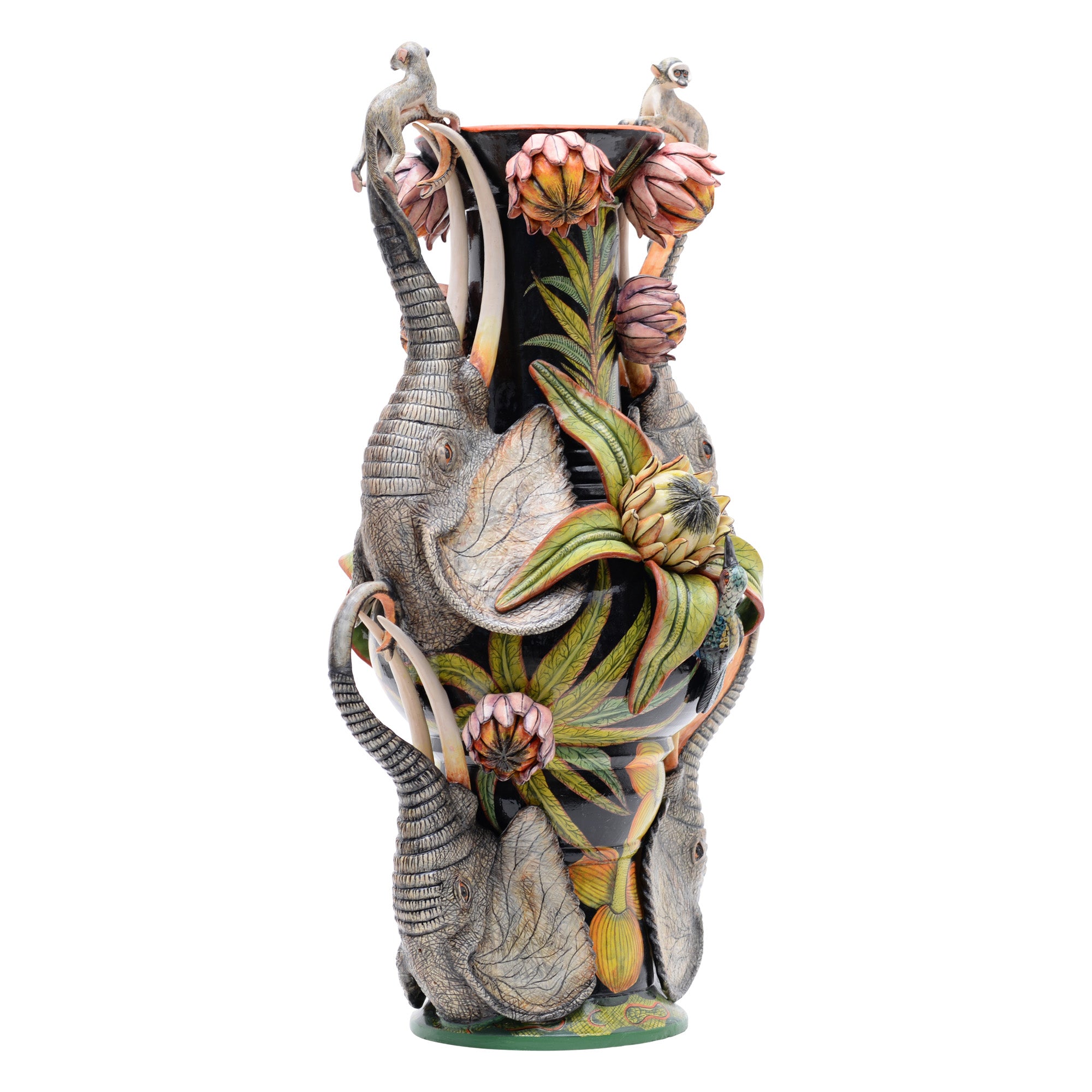 Elephant & protea vase