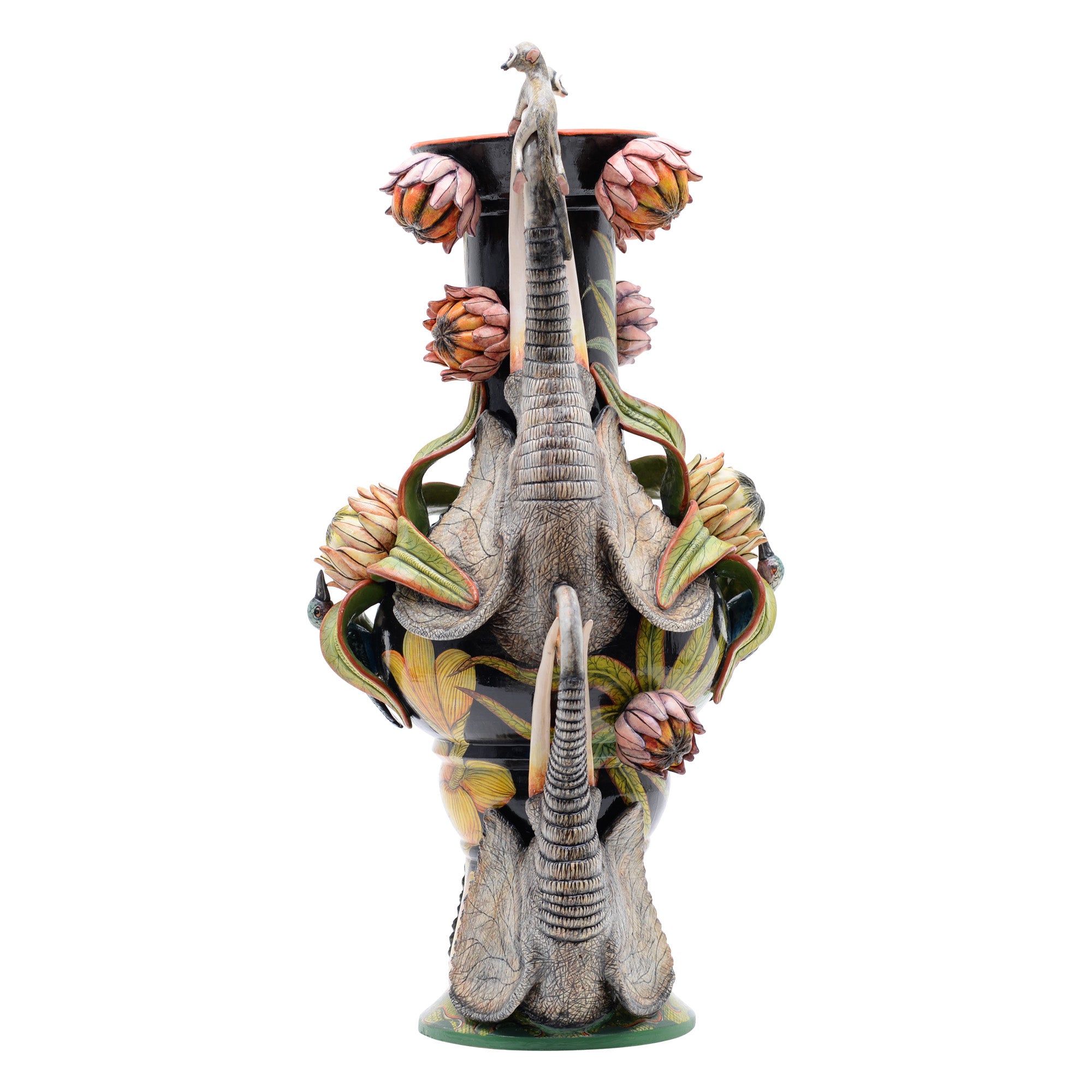 Elephant & protea vase
