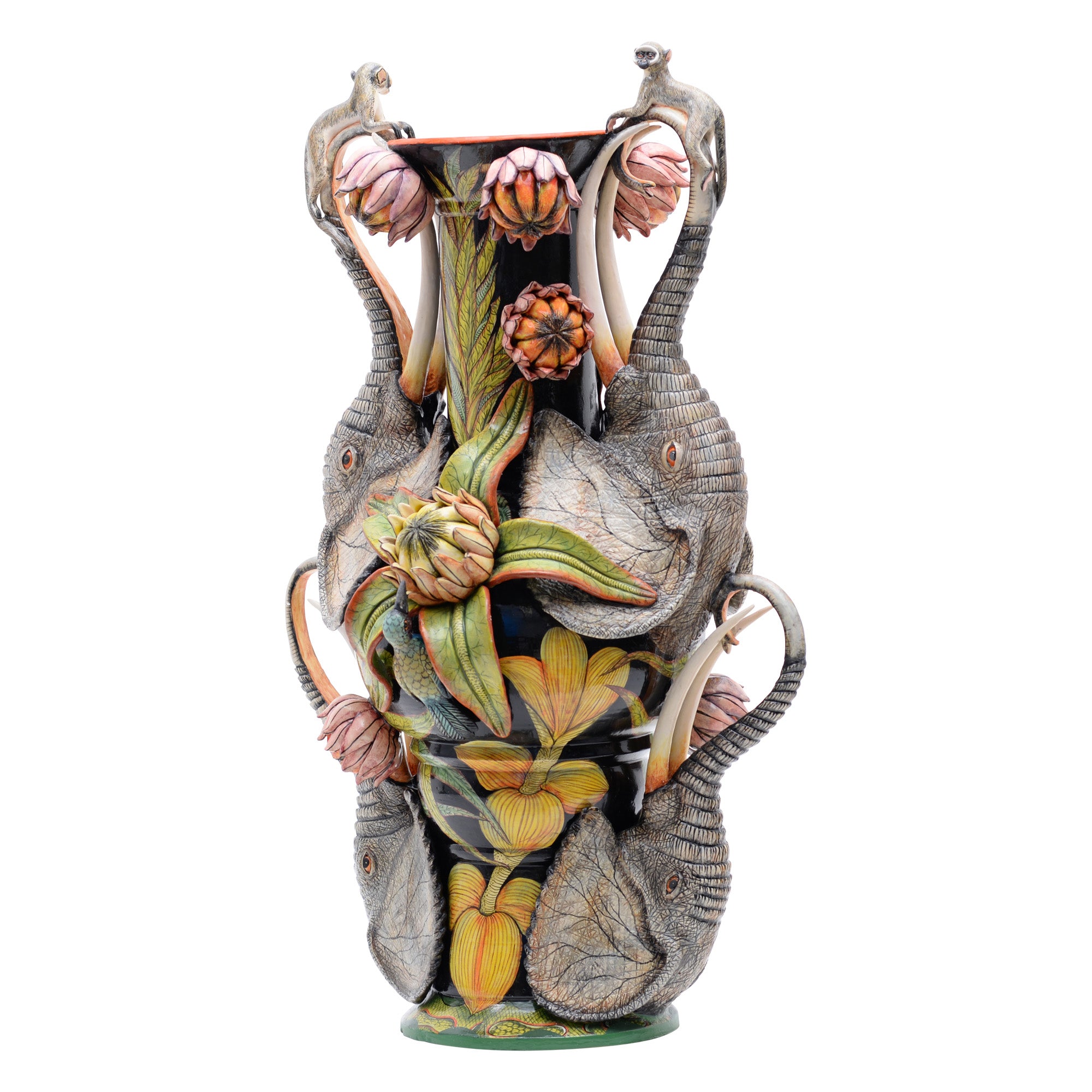 Elephant & protea vase