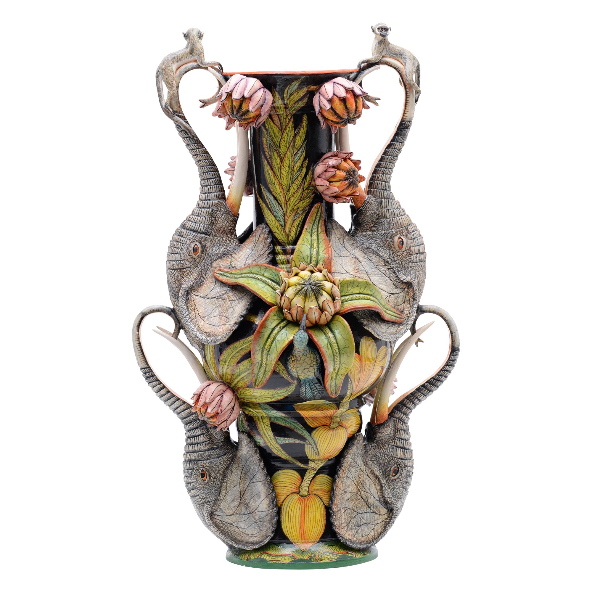 Elephant & protea vase