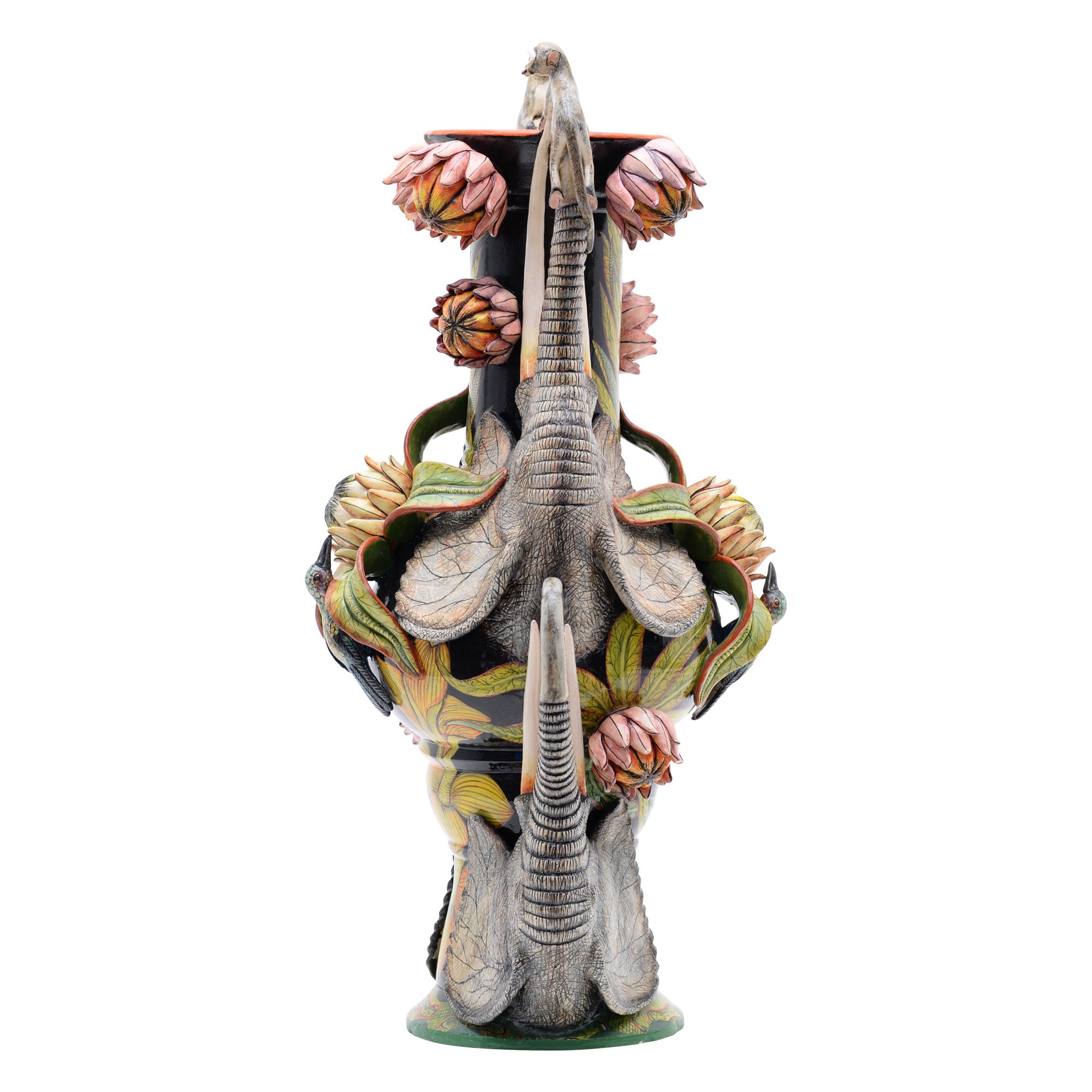 Elephant & protea vase