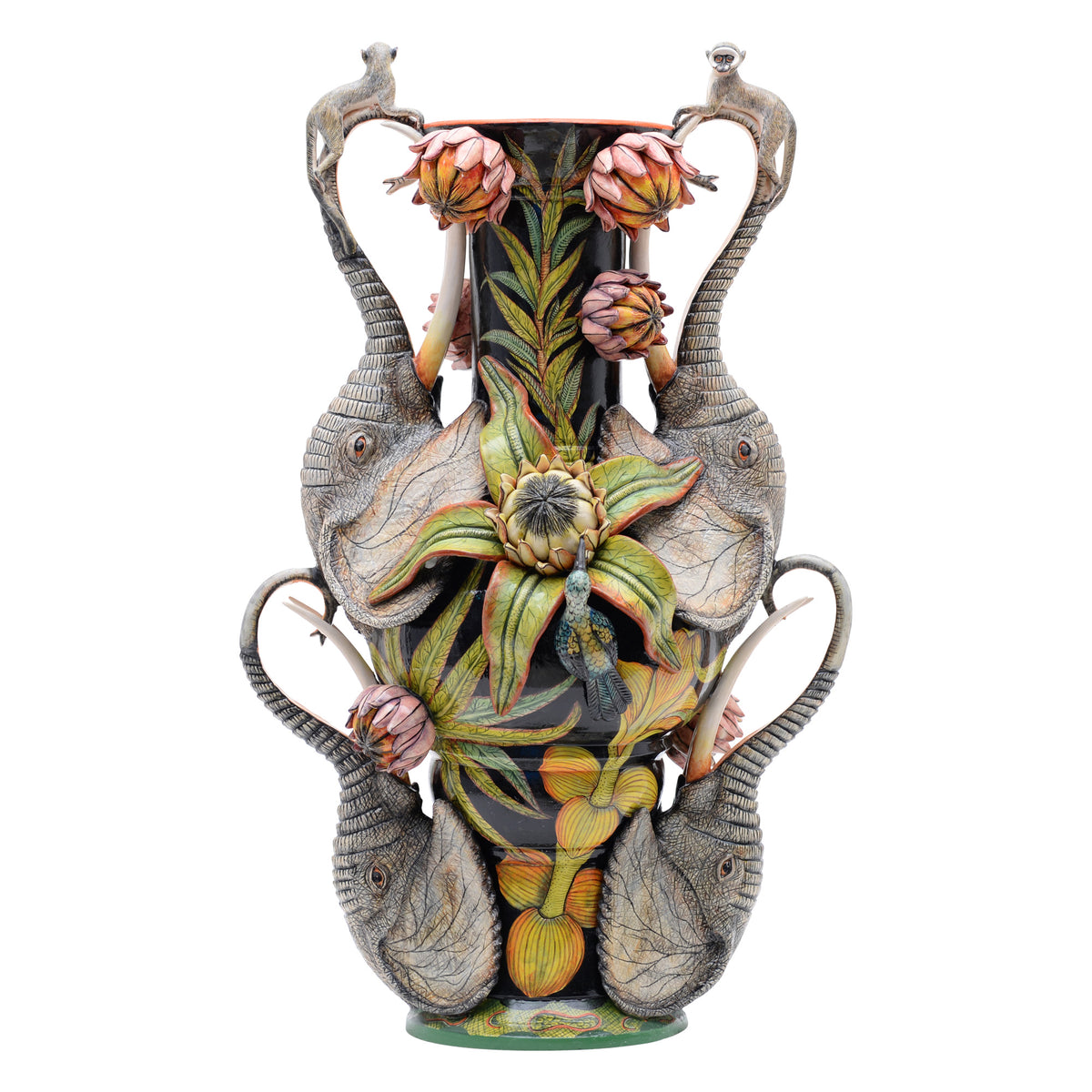Elephant & protea vase