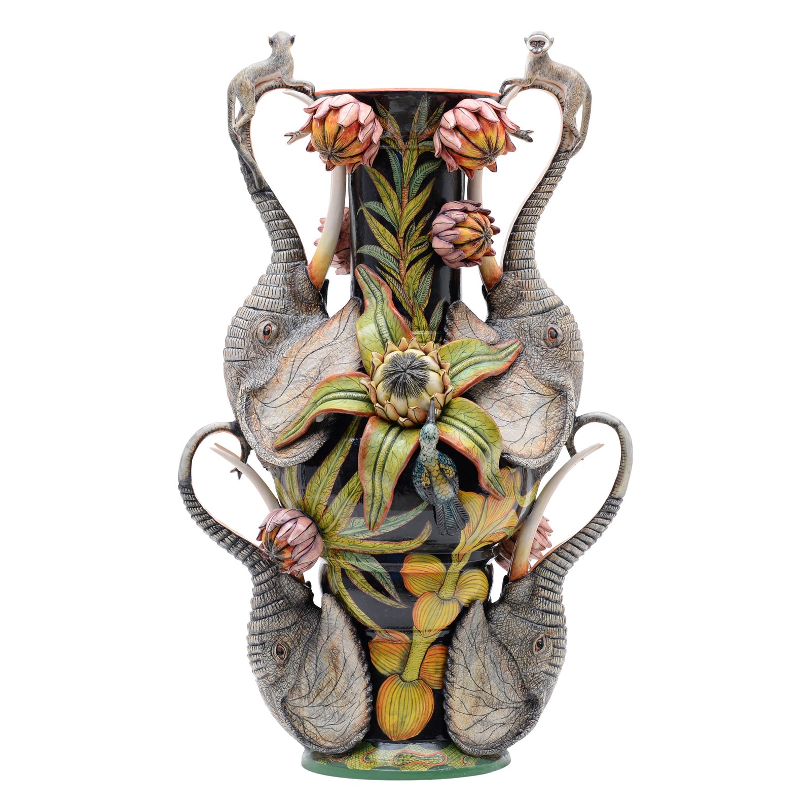 Elephant & protea vase