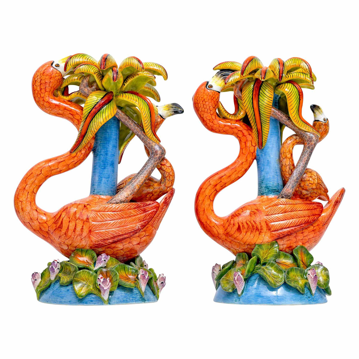 Pair of flamingo candlesticks