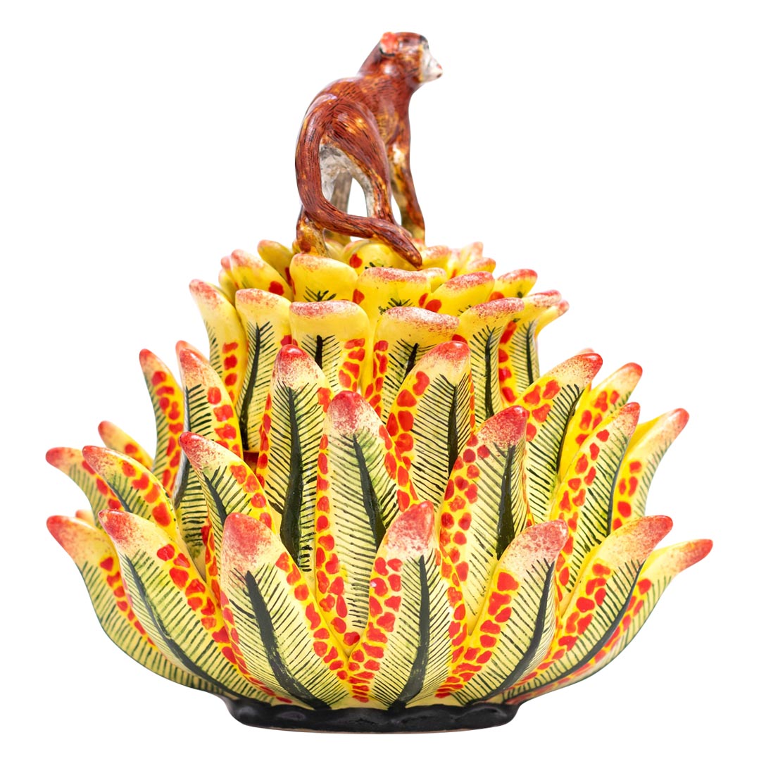 Monkey on protea flower jewelry box