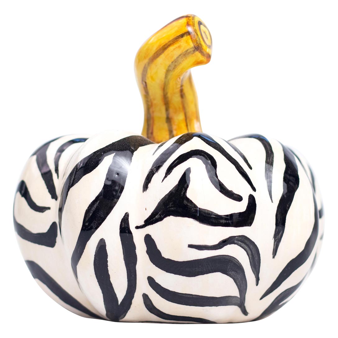 Safari zebra pumpkin sculpture