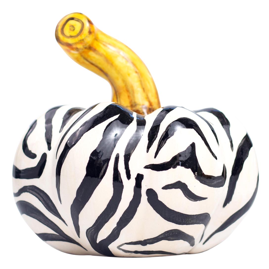 Safari zebra pumpkin sculpture