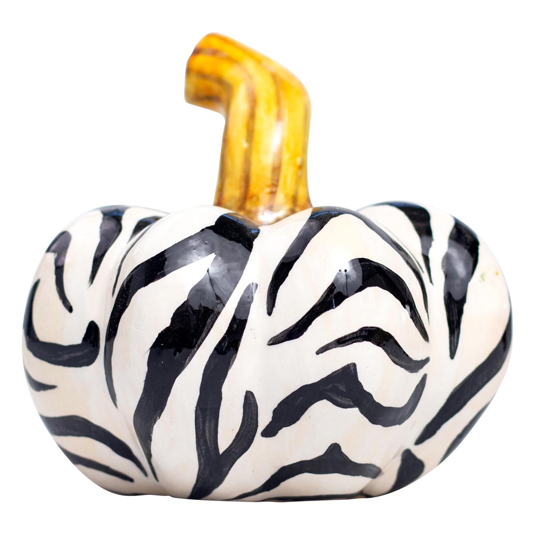 Safari zebra pumpkin sculpture