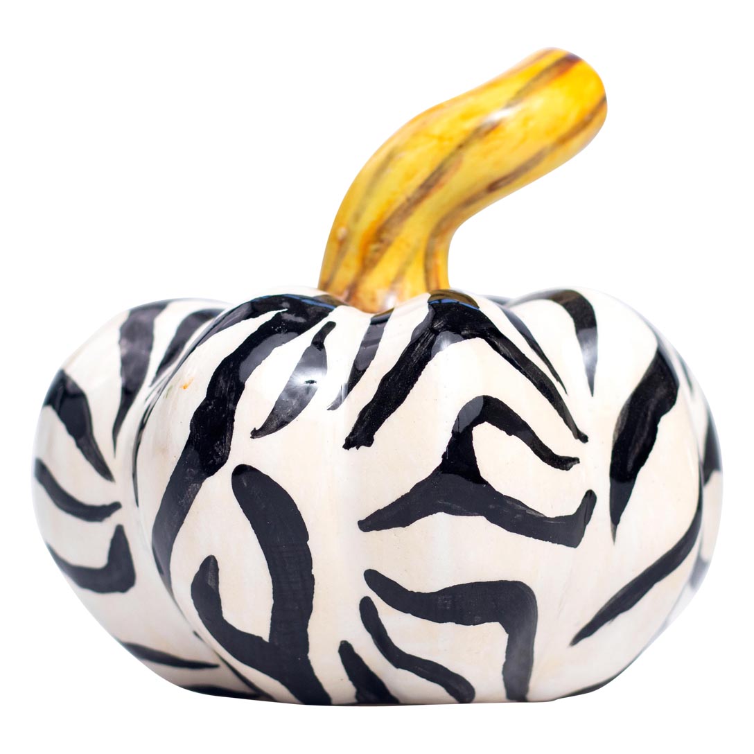 Safari zebra pumpkin sculpture