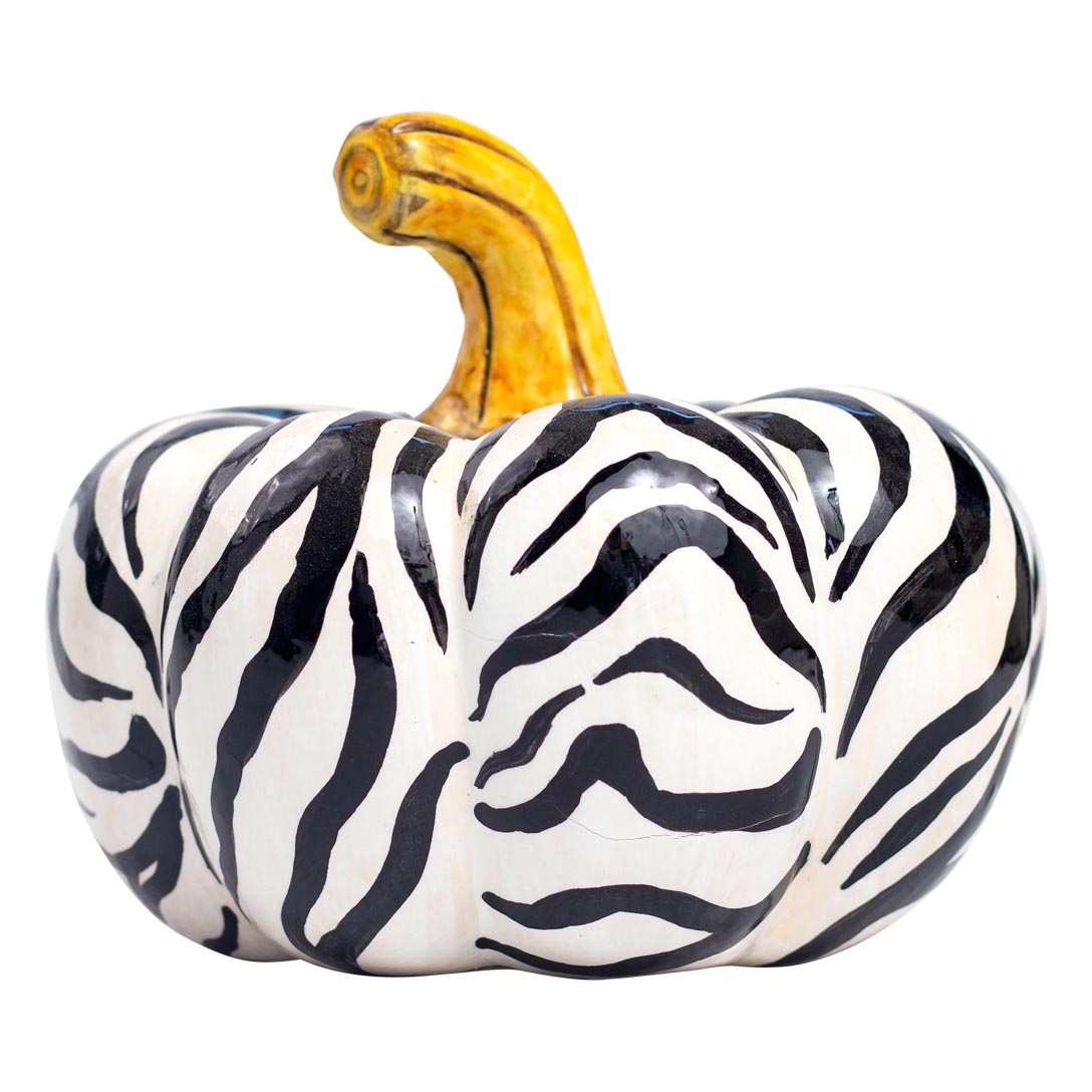 Safari zebra pumpkin sculpture