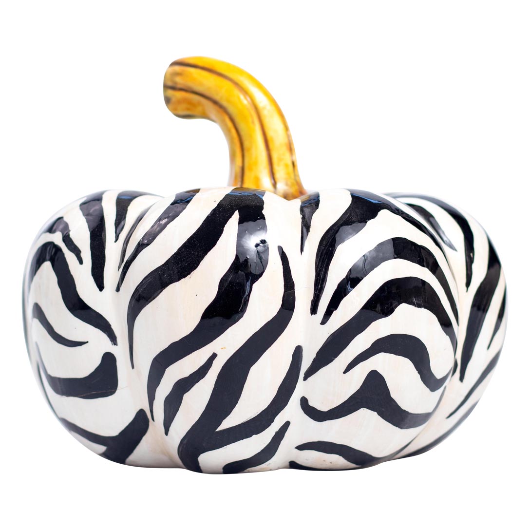 Safari zebra pumpkin sculpture