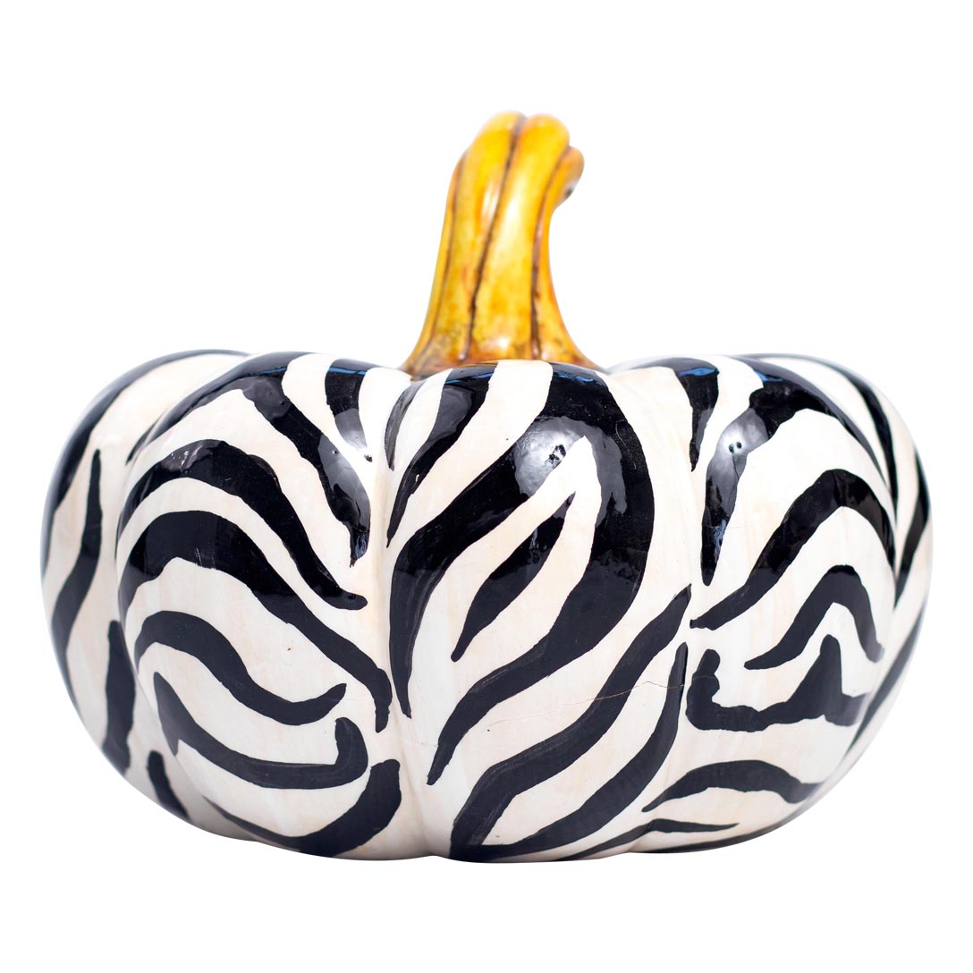 Safari zebra pumpkin sculpture