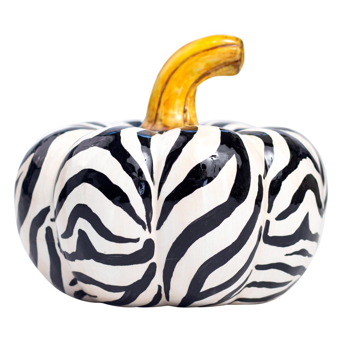 Safari zebra pumpkin sculpture