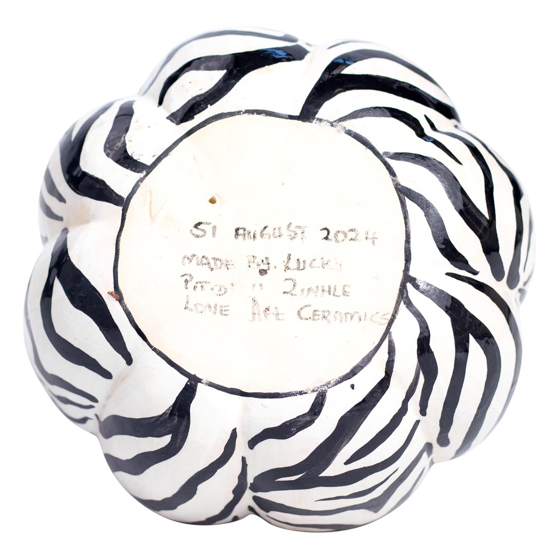 Safari zebra pumpkin sculpture