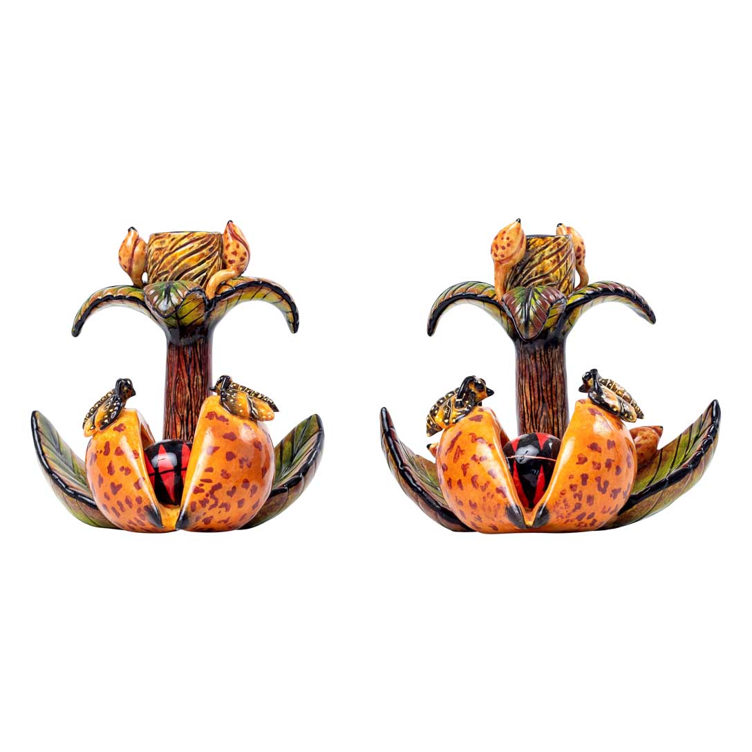 Pair butterflies candlesticks
